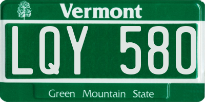 VT license plate LQY580