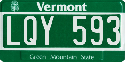 VT license plate LQY593