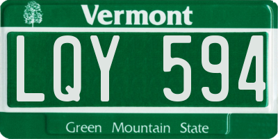 VT license plate LQY594