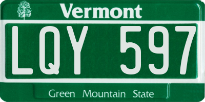 VT license plate LQY597