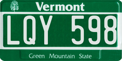 VT license plate LQY598