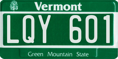 VT license plate LQY601