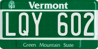 VT license plate LQY602