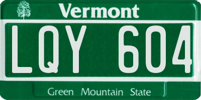 VT license plate LQY604