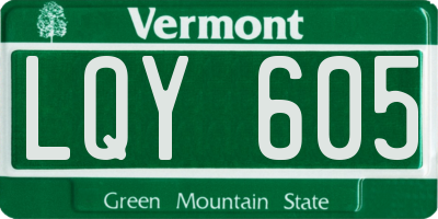 VT license plate LQY605