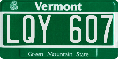 VT license plate LQY607