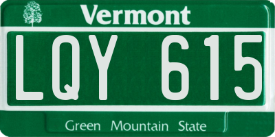 VT license plate LQY615