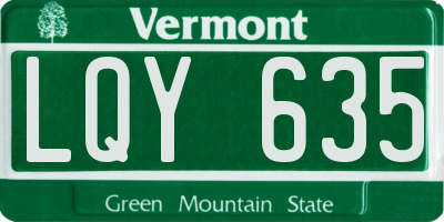 VT license plate LQY635