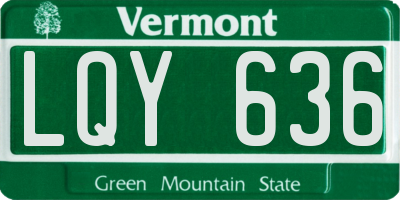 VT license plate LQY636