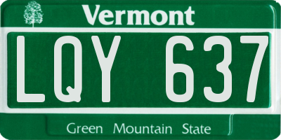 VT license plate LQY637