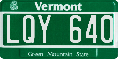 VT license plate LQY640