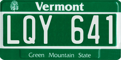 VT license plate LQY641