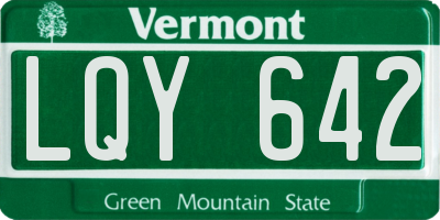VT license plate LQY642