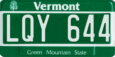 VT license plate LQY644