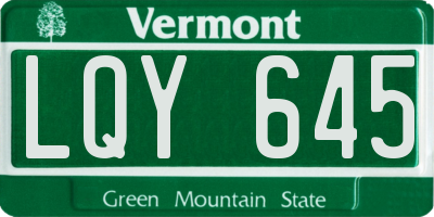 VT license plate LQY645