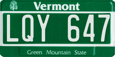 VT license plate LQY647