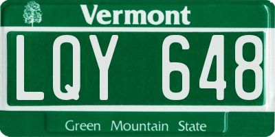 VT license plate LQY648