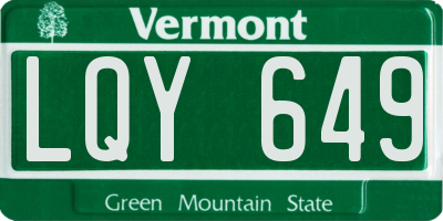 VT license plate LQY649