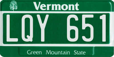 VT license plate LQY651