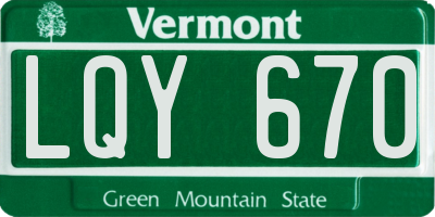 VT license plate LQY670