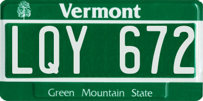 VT license plate LQY672