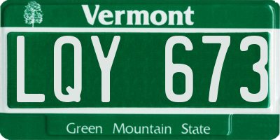 VT license plate LQY673