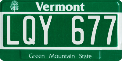 VT license plate LQY677