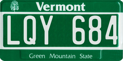 VT license plate LQY684