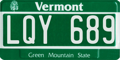VT license plate LQY689