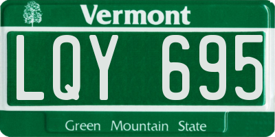 VT license plate LQY695