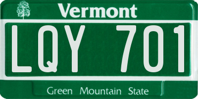 VT license plate LQY701