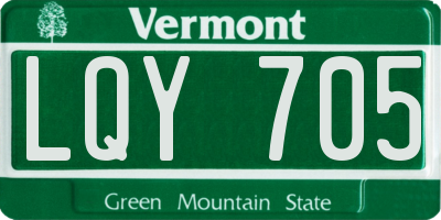 VT license plate LQY705