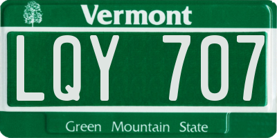 VT license plate LQY707