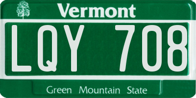 VT license plate LQY708