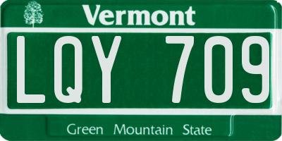 VT license plate LQY709
