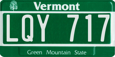 VT license plate LQY717