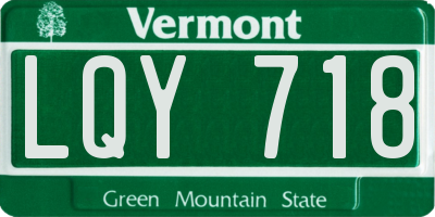 VT license plate LQY718