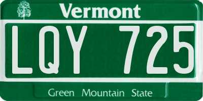 VT license plate LQY725