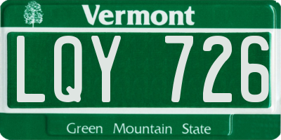 VT license plate LQY726
