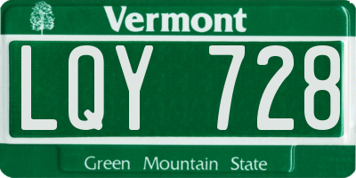 VT license plate LQY728