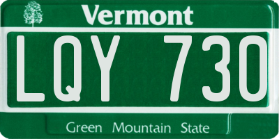 VT license plate LQY730