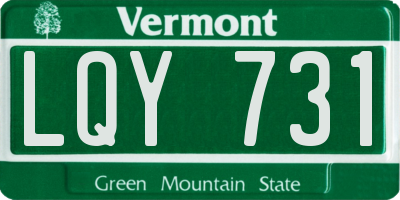 VT license plate LQY731