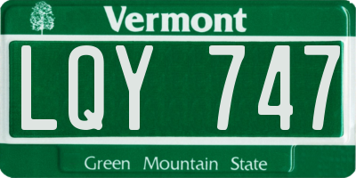 VT license plate LQY747