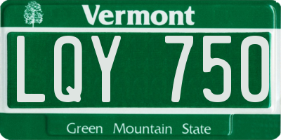 VT license plate LQY750