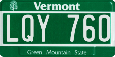 VT license plate LQY760