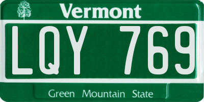 VT license plate LQY769