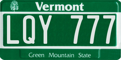 VT license plate LQY777