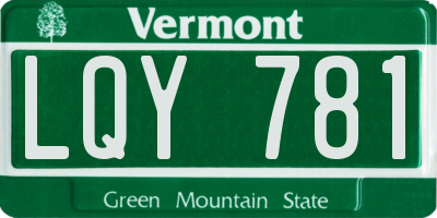 VT license plate LQY781