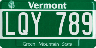 VT license plate LQY789