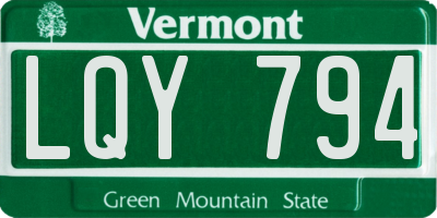 VT license plate LQY794